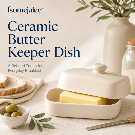 fsomcjalec™ Ceramic Butter Keeper Dish | Covered Butter Dish for Countertop & Breakfast Table
