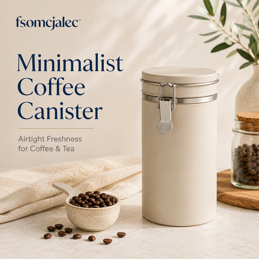 fsomcjalec™ Minimalist Coffee Canister | Airtight Storage Container for Coffee Beans, Grounds & Tea